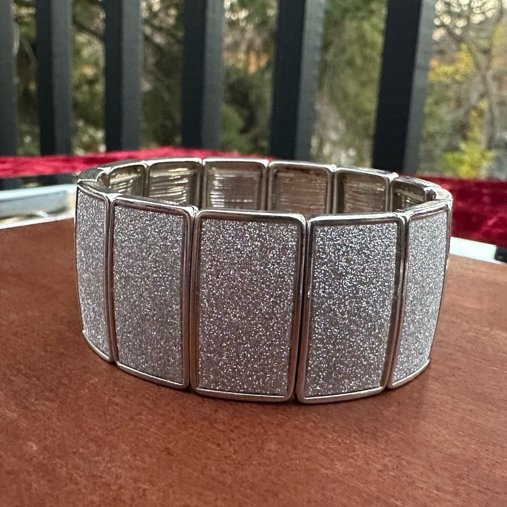 Silver Sparkle Stretchy Panel Bracelet
